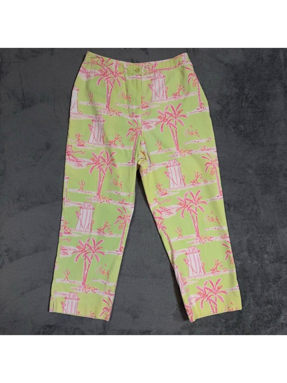 Vintage Lilly Pulitzer Cabana Banana Capri Pants Women's Size 8 Pink Green